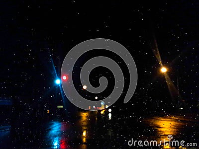 Road view through car Stock Photo