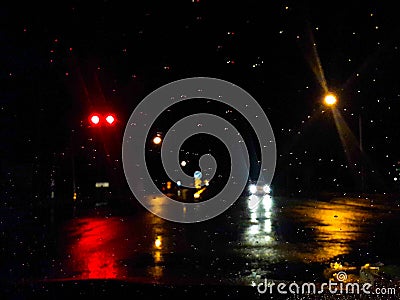 Road view through car Stock Photo