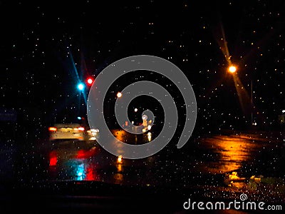 Road view through car Stock Photo