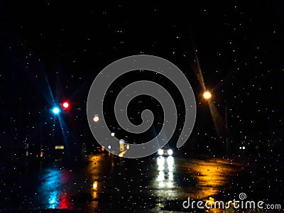 Road view through car Stock Photo