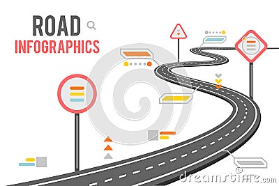 Road way infographics signs design vector illustration Vector Illustration