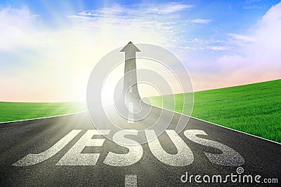 Road way to Jesus Stock Photo