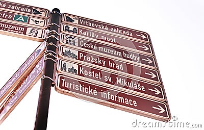 Road waymark in czech language in Europe Stock Photo