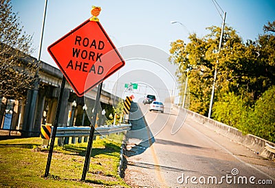 Road Work Ahead Stock Photo