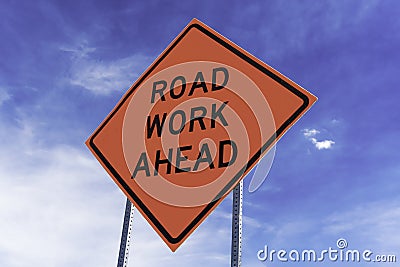 Road Work Ahead Sign Stock Photo