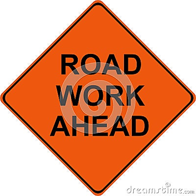 Road Work ahead warning sign Stock Photo