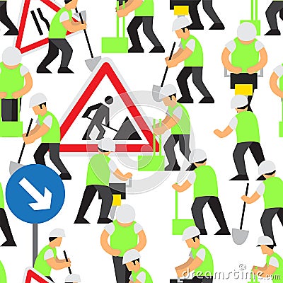 Road work vector pattern Vector Illustration