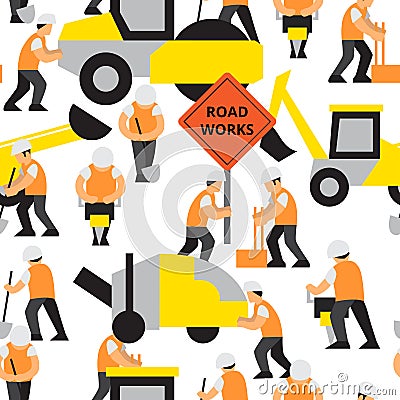 Road work vector pattern Vector Illustration