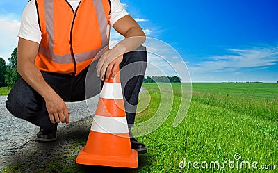 Road worker Stock Photo