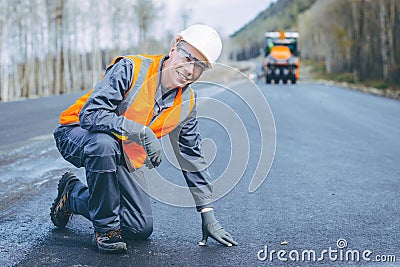 Road worker construction Stock Photo