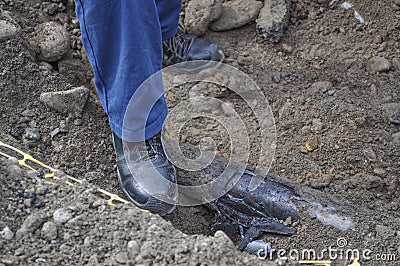 Road works construction sit Stock Photo