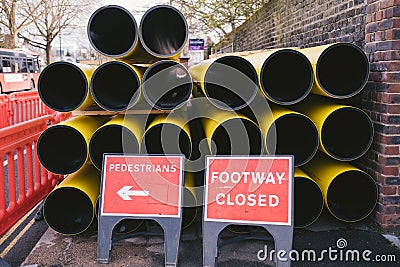 Road Works Maintenance by Gas workers replacing old pipes Editorial Stock Photo