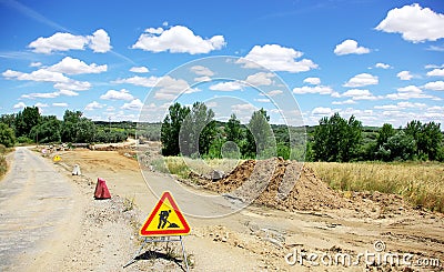 Road works at Portugal. Stock Photo