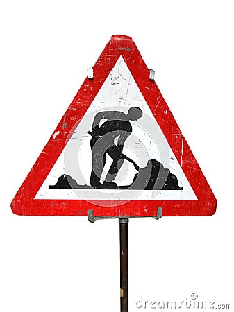 Road works sign Stock Photo