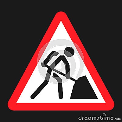 Road works sign flat icon Vector Illustration