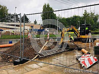 Road works Vilnius Editorial Stock Photo