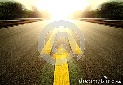 Road and Yellow arrow. Stock Photo