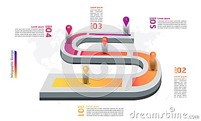 Roadmap mark point infographic design 5 steps vector illustration eps10 Vector Illustration