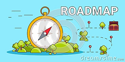 Roadmap pathway with compass Vector Illustration