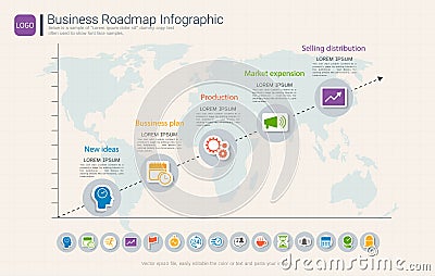 Roadmap timeline infographic design template, Key success and presentation of project ambitions. Vector Illustration