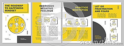 The roadmap to happiness mindset yellow brochure template Stock Photo