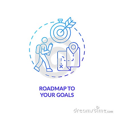 Roadmap to your goals blue gradient concept icon Vector Illustration