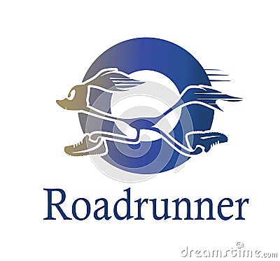 Roadrunner logo in blue circle Stock Photo