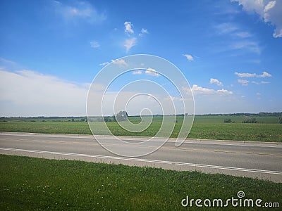 Roads grass bluesky clouds Stock Photo