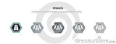 Roads icon in different style vector illustration. two colored and black roads vector icons designed in filled, outline, line and Vector Illustration