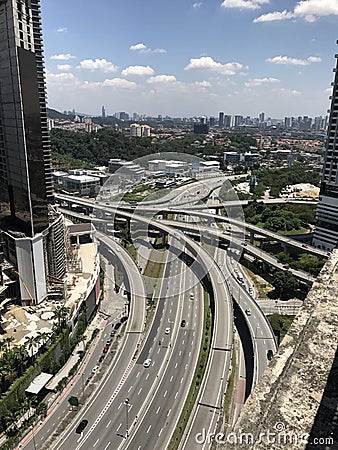 View from the top, busy intersection in Damansara Perdana Stock Photo