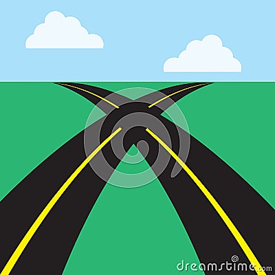 Roads Intersecting Vector Illustration