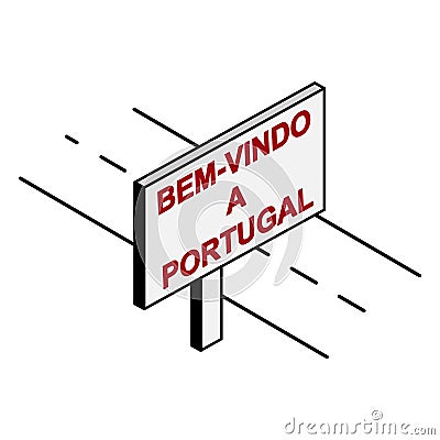 Roadside Billboard that says Welcome to Portugal, Portuguese language Vector Illustration