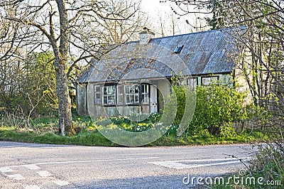 Roadside cottage and garden Stock Photo