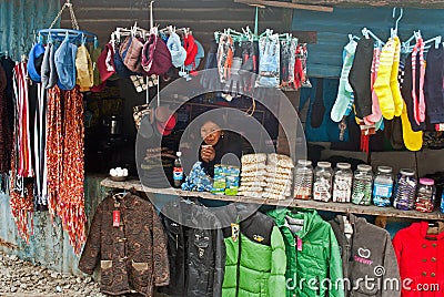 Roadside shops on the way to Nathula pass Editorial Stock Photo