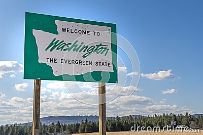 A roadside welcome to Washington State, site of the most active deaths and infections in the USA Editorial Stock Photo