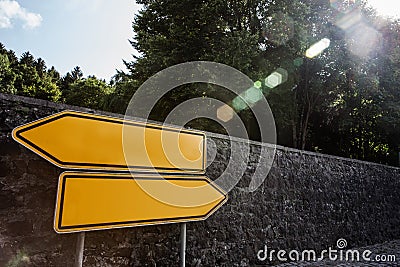 Roadsigns in different directions Stock Photo