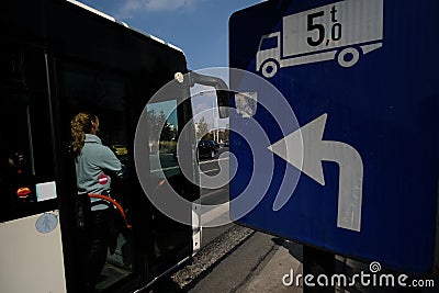 roadsigns in europe. bucharest, romania Editorial Stock Photo