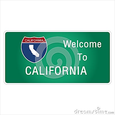 Roadway sign Welcome to Signage on the highway in american style Vector Illustration