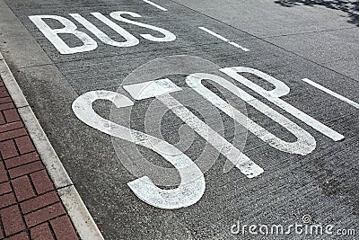 Roadway with white inscription Stock Photo