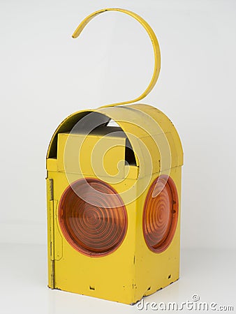 Roadworks lamp from 1970s Stock Photo