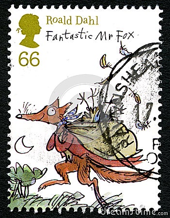 Roald Dahl UK Postage Stamp Cartoon Illustration