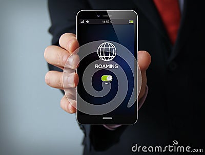 roaming businessman smartphone Stock Photo