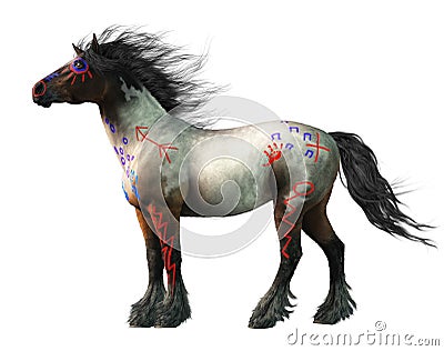 Roan War Horse Stock Photo