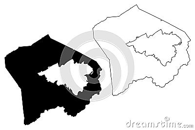 Roanoke County, Commonwealth of Virginia U.S. county, United States of America, USA, U.S., US map vector illustration, scribble Vector Illustration