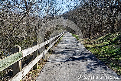 Walker on the Roanoke River Greenway Editorial Stock Photo