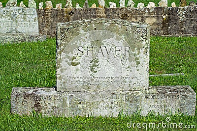 Family Headstone at Shaver Cemetery, Blue Ridge Parkway, Virginia, USA Editorial Stock Photo