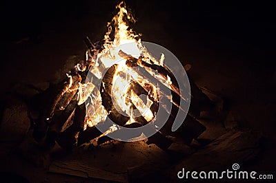 Roaring camp fire Stock Photo