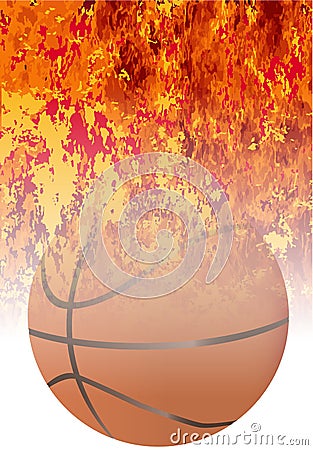 Roaring Flaming Basketball Sport Background Vector Illustration