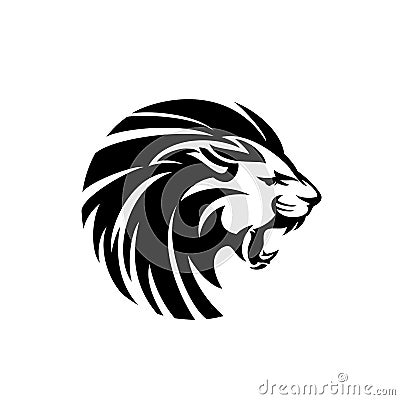 Roaring lion head black and white vector design Vector Illustration