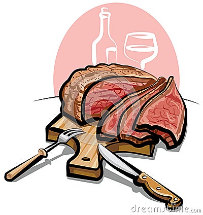 Roast beef Vector Illustration